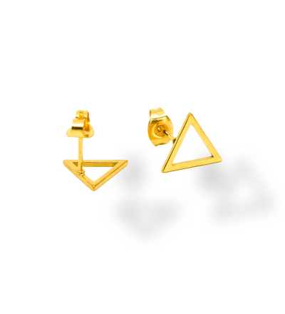 Dreieckige Minimalistische Ohrstecker - Goldfarbene Ohrstecker aus Edelstahl