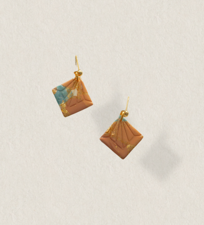 Earrings Rhombus - Dangle polymer clay earrings in diamond shape
