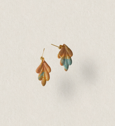 Earrings Leaf - Dangle polymer clay earrings in leaf shape