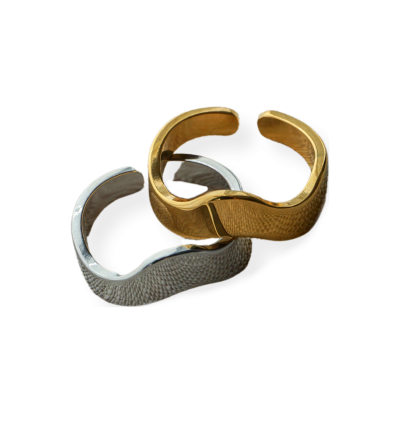 Goldener Ring Wave - Wave Ring Edelstahl 18K Vergoldung oder Silber