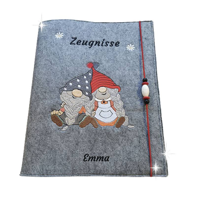 Zeugnismappe Kleine Gnome verschiedene Variationen zur Auswahl, Personalisierung ist möglich