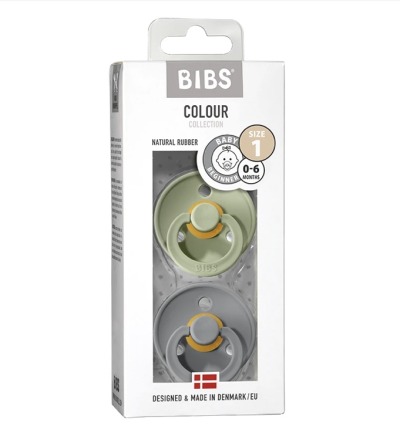 BIBS Schnuller Colour - Sage & Cloud - Größe 1 / Saugteil aus Kautschuk