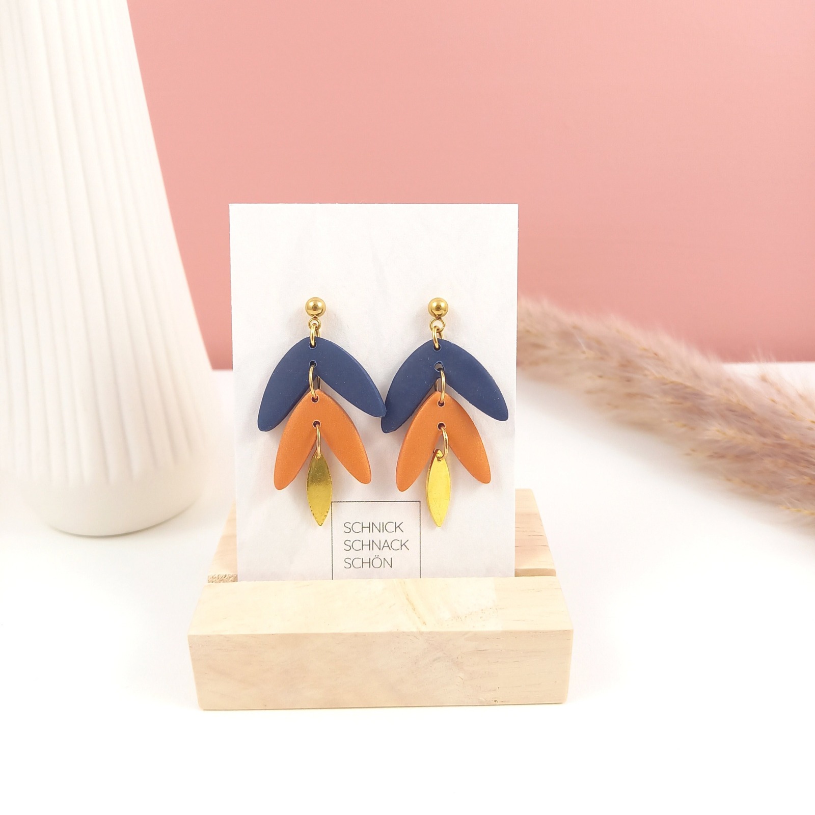 Statement-Ohrringe Petali in blau und orange