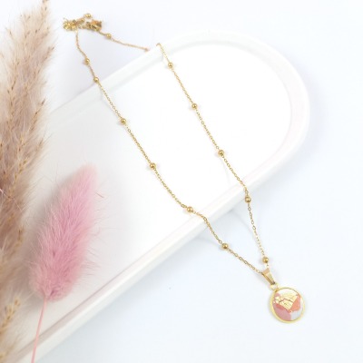 Halskette mit rosa Amulett - SCH-K-1025