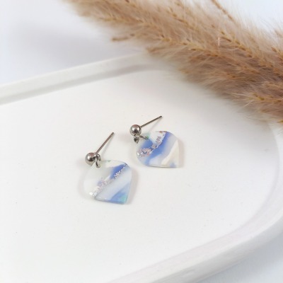 Braut Ohrringe Kleine Blüten in blau - SCH-B-1022