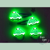 Polizeiauto Haarschmuck, Haarspange, Zopfgummi -verschiedene Sets wählbar- leuchtet im Dunkeln
