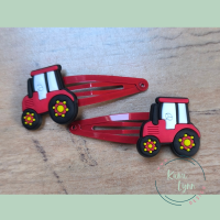 Traktor rot Haarspangen/Zopfgummi 2