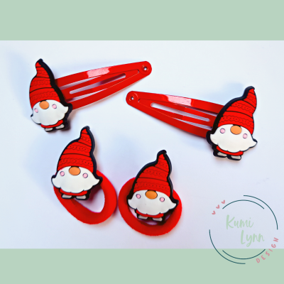 Wichtel in rot Weihnachten Haarschmuck, Haarspange, Zopfgummi -verschiedene Sets wählbar-