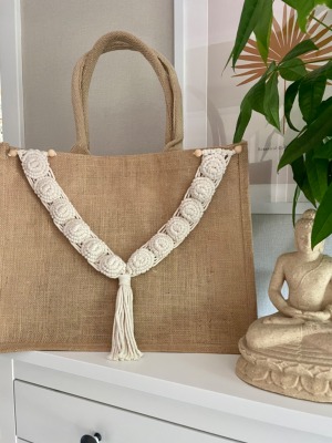 Boho Tasche aus Jute, Makramee Tasche, Jute Shopper