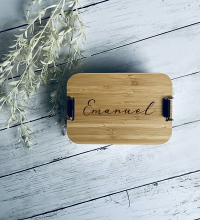 personalisierte Brotdose - mit einem Bambusdeckel