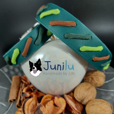 BioThanehalsband Junilus First Wunschfarbe 25mm - Handgefertigtes Hundehalsband