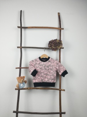 Baby-Sweater langärmlig in rosa mit Häschen in Größe 62 - Langarm-Shirt / Pullover mit Raglan-Ä