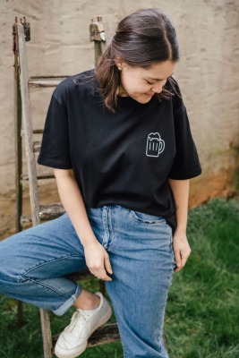 T Shirt Bierkrug schwarz - aus Biobaumwolle
