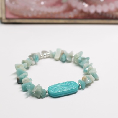Armband - Naturstein - Böhmische Perle - 925 Silber - Turquoise