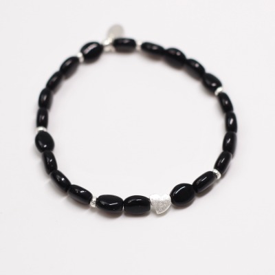Armband Böhmische Perlen und 925 silber - Black Pearl Big