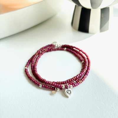 Armband Set aus Miyuki Rocailles Perlen und 925 Silber - Sweet Berry