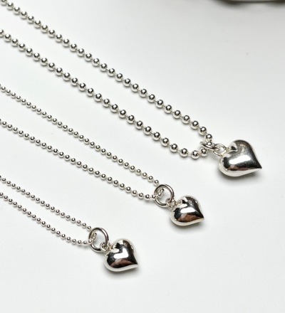 Kugelkette 925 Silber - Heart 15 mm