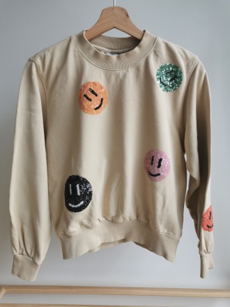 Sweatshirt mit Pailletten-Smileys - Größe 152 - MOLO