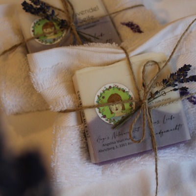 Lavendelset - mit handbesticktem BIO-Baumwolle Waschlappen
