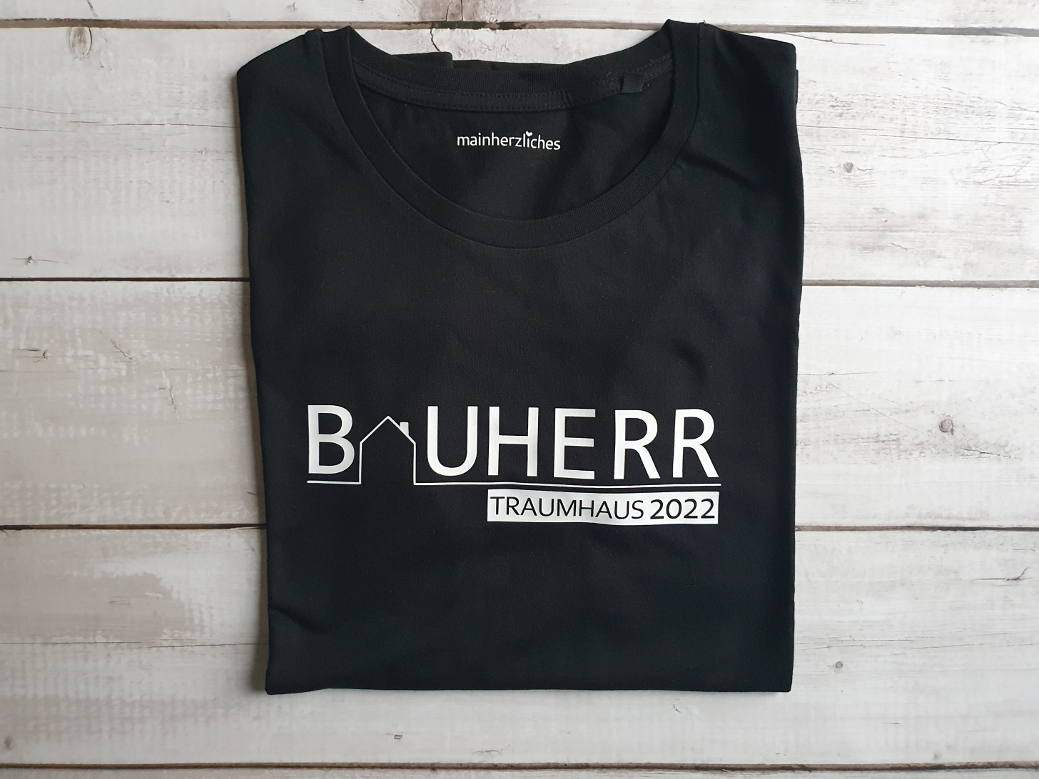 Herren T-Shirt Bauherr | Traumhaus mit Baujahr 3
