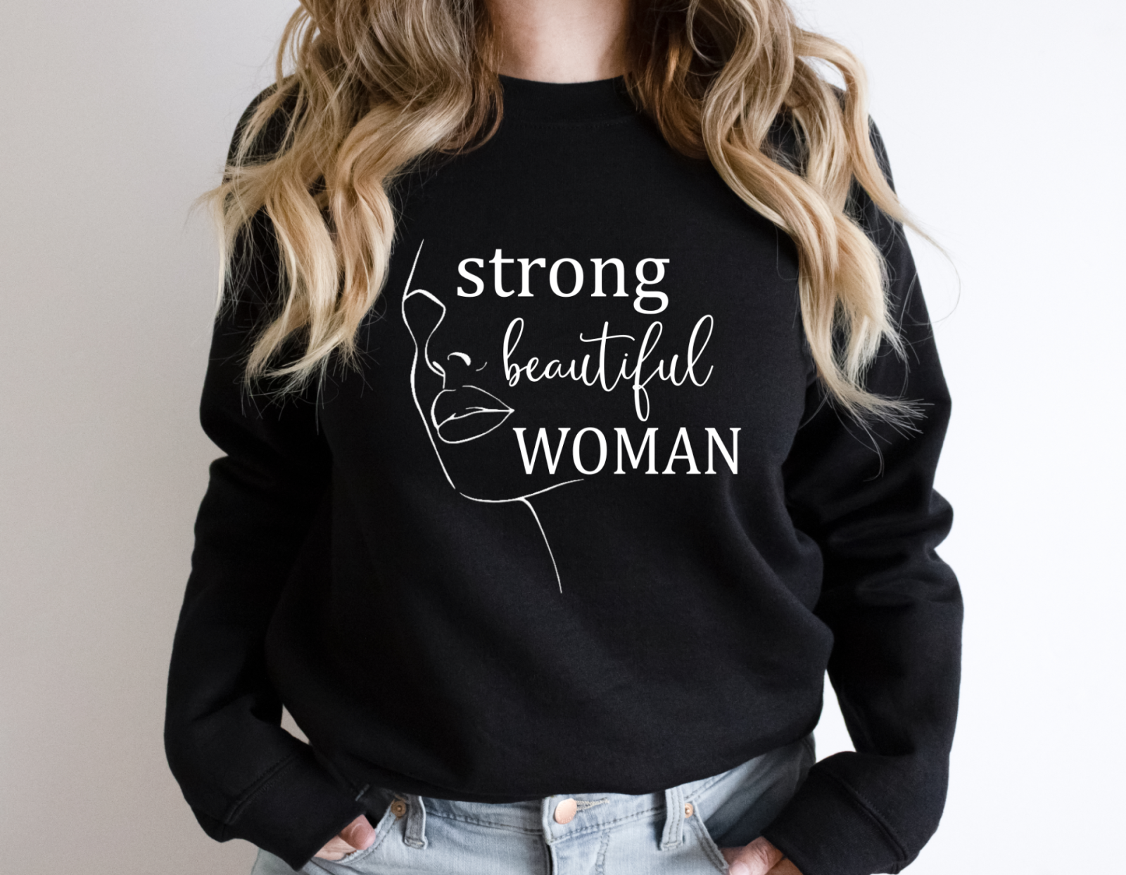 Damen Sweatshirt | Line Art Frau | strong beautiful Woman 2