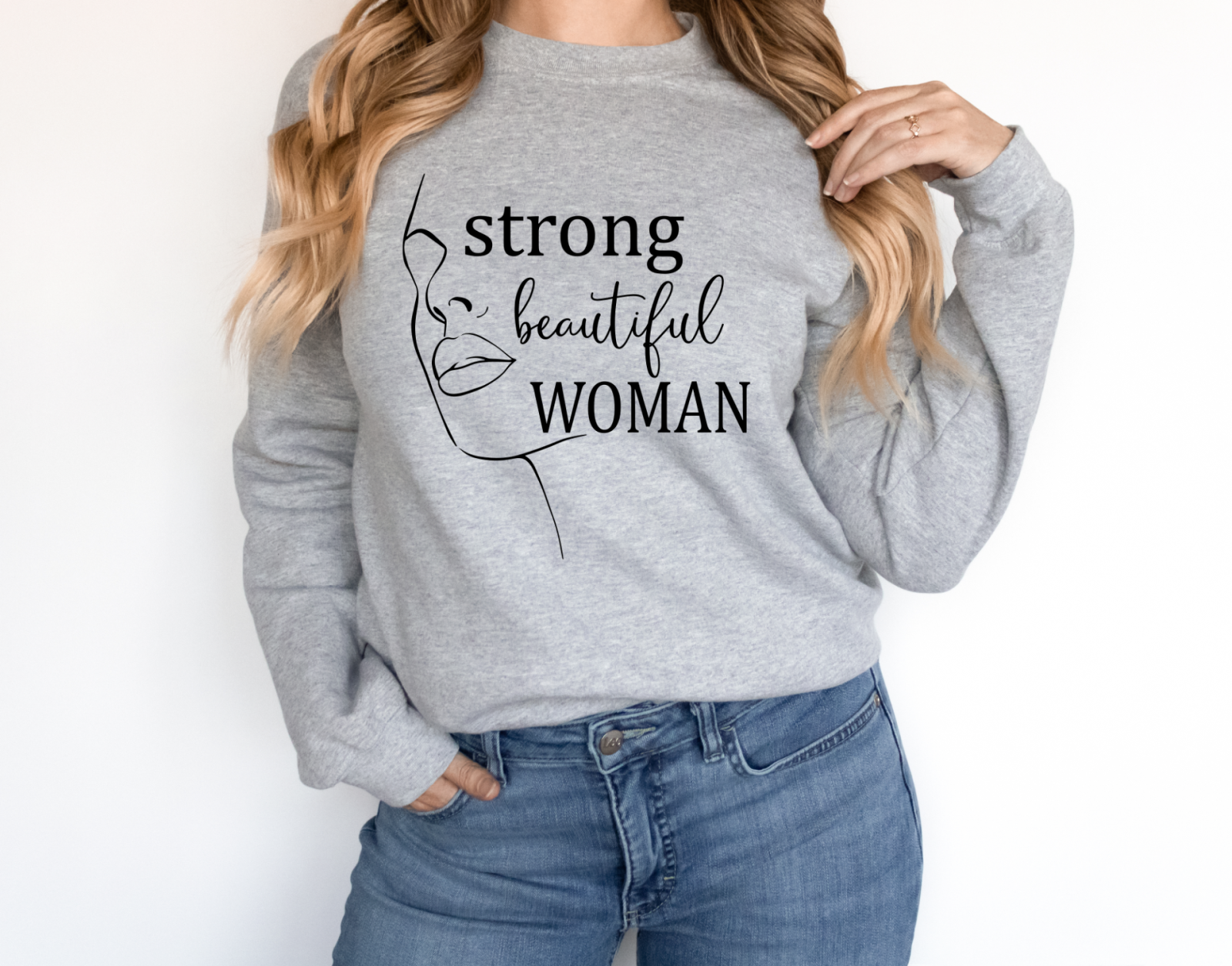 Damen Sweatshirt | Line Art Frau | strong beautiful Woman 3