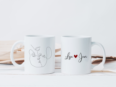 Personalisierte Tasse Liebespaar | Kaffeeetasse mit Namen | Geschenk zu Valentinstag - Liebespaar Li