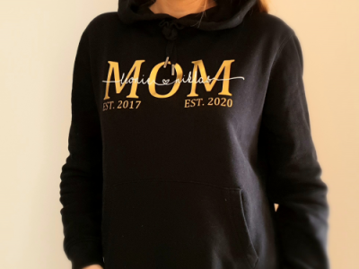 Damen Hoodie MOM | Pullover | EST. und Kindernamen - Unisex