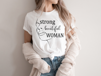 Damen T-Shirt Statement strong beautiful Woman - T-Shirt unisex Line Art Frau mit Spruch