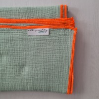 Musselintuch Gr. XL in Mint mit Neonorange