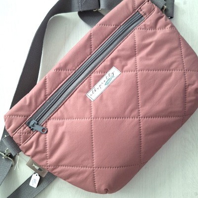 Bauchtasche Steppstoff Altrosa - Hipbag aus Steppstoff in Altrosa und Grau