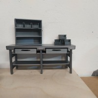 Werkstatt Werkbank mit 2 Schubladen + Regal 1:18 1:16 Diorama Modellbau 2