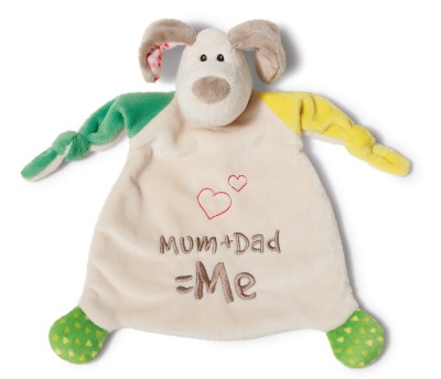 Kuscheltuch - Für Babys zum schlafen - Schmusetuch Hund Mum+Dad Me Geschenkidee zur Geburt -