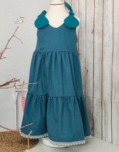 Kleid | Größe 104 | Grün gepunktet - Stufenkleid Isabella Größe 104