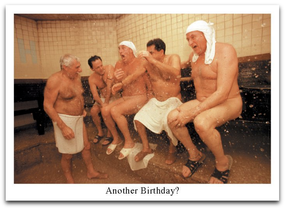 Men In Steam Bath Card