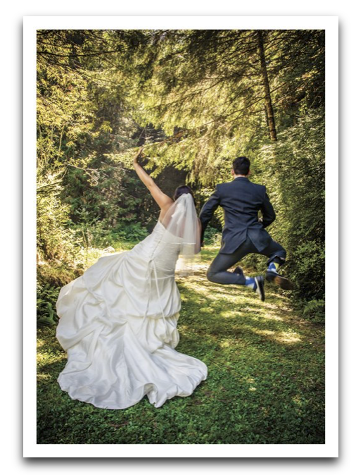 Jumping Wedding Couple Card
