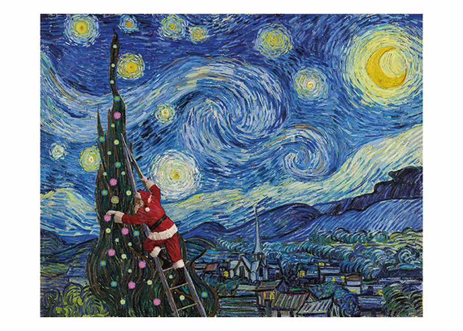 Starry Night Santa Card