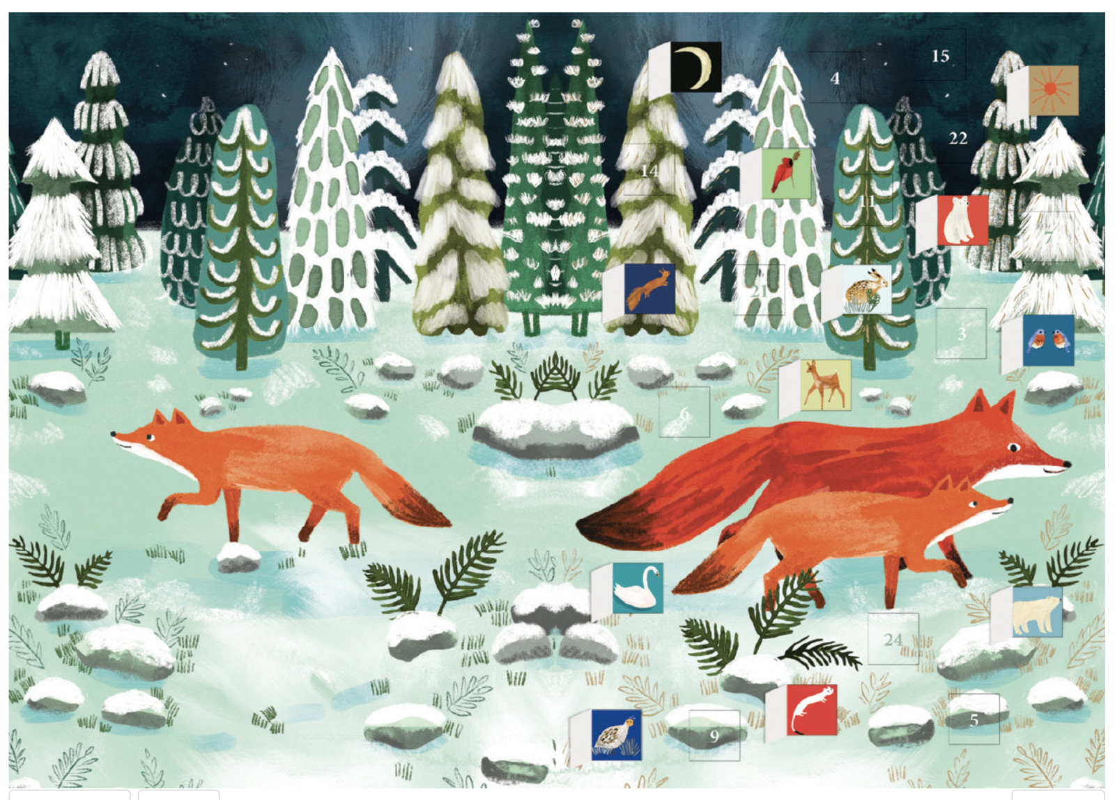 Running Foxes Advent Calendar Card 3