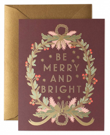 Be Merry and Bright Wreath Card