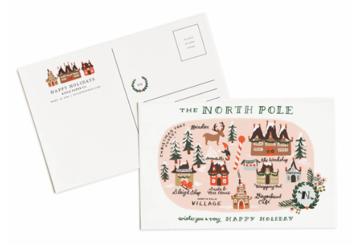 North Pole Map Postcards