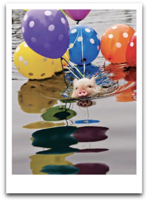 Pig Balloons Card - 3354