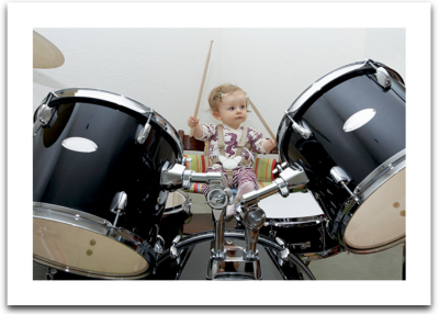 Baby Girl Playing Drums Card - 3732
