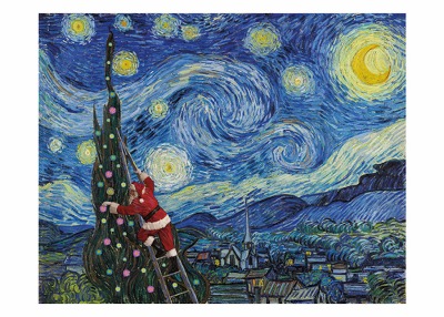 Starry Night Santa Card - 9786