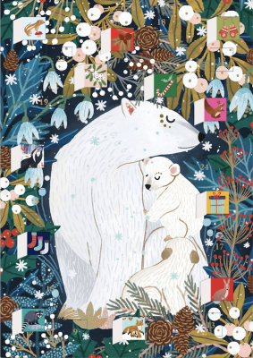 Polar Bear Bower Advent Calendar Card - Roger la Borde ACC098