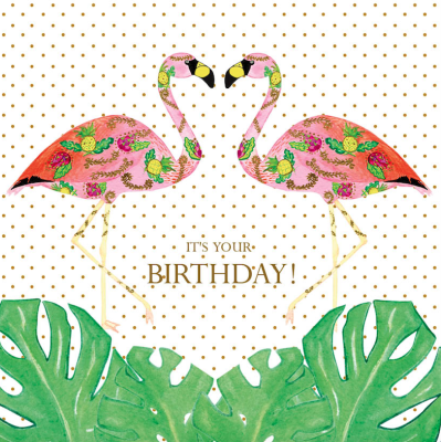 Birthday Flamingle Monstera Card - 1214