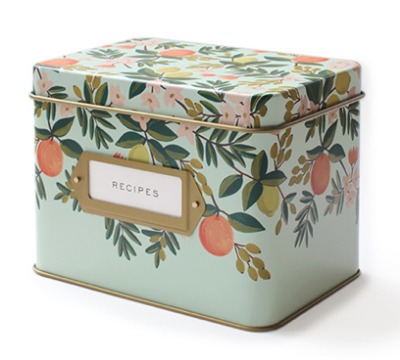 Citrus Floral Tin Recipe Box - Rezeptdose