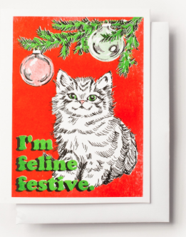 Feline Festive Card - Yellow Owl Workshop