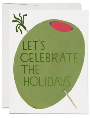 Olive Holidays Card - Red Cap Cards EMY487
