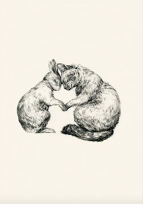 Cat and Rabbit Card - Roger la Borde GCN309