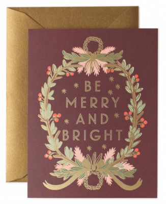 Be Merry and Bright Wreath Card - Rifle Paper Co.